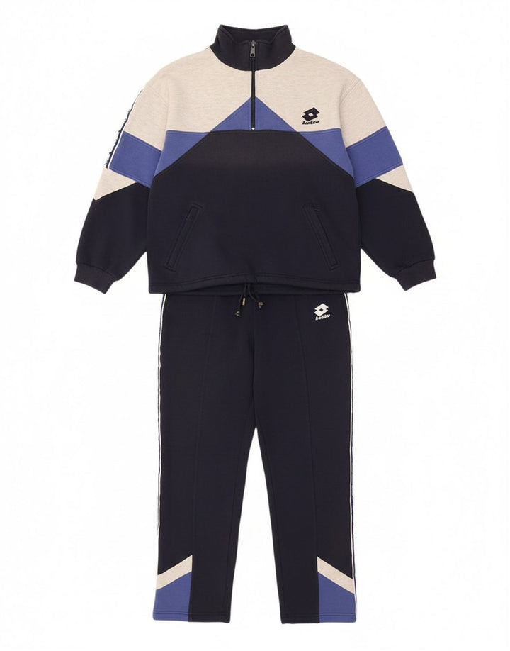 LOTTO Womens Graphic Full Tracksuit UK 14 Medium Navy Blue Colourblock