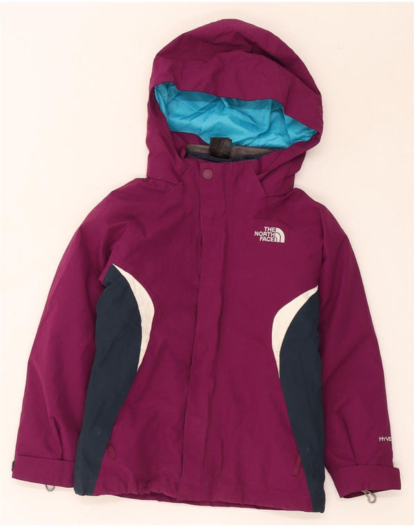 The North Face Girls Hooded Ski Jacket 5-6 Years XS Maroon Colourblock