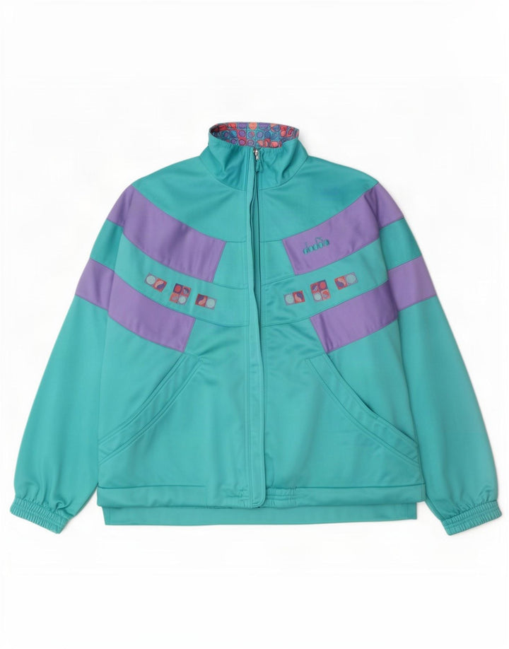 Giacca da tuta da donna Diadora IT 46 Large Turchese Colourblock
