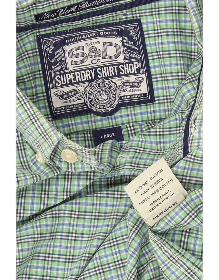Camicia da uomo Superdry grande in cotone a quadretti verde