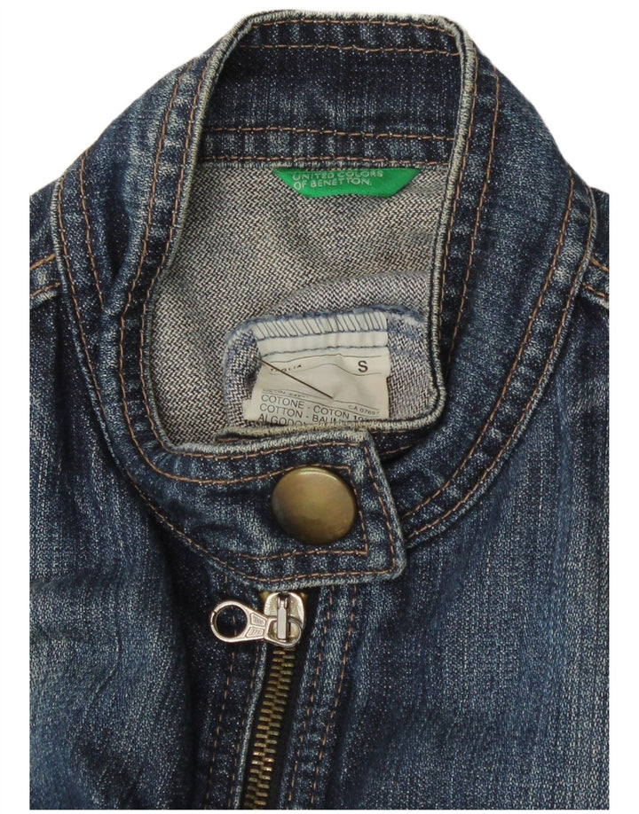 Giacca in denim da donna Benetton UK 8 piccola in cotone blu