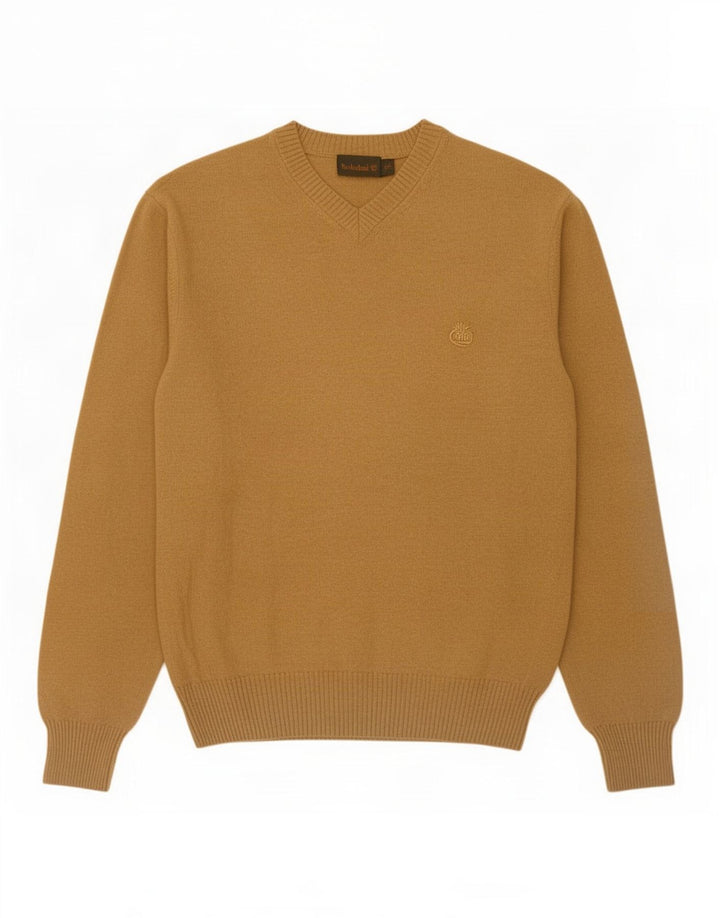 Maglione da uomo con scollo a V Timberland in lana beige medio