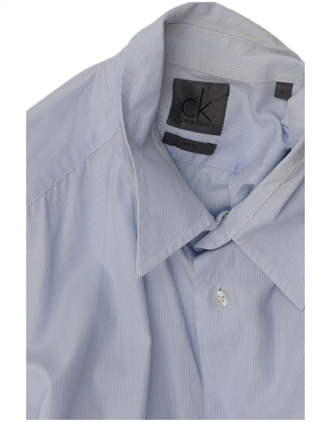 CALVIN KLEIN Camicia da uomo slim fit grande gessato blu