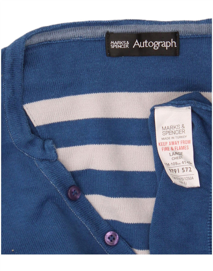Maglione da uomo con scollo a V autografo Marks & Spencer grande blu