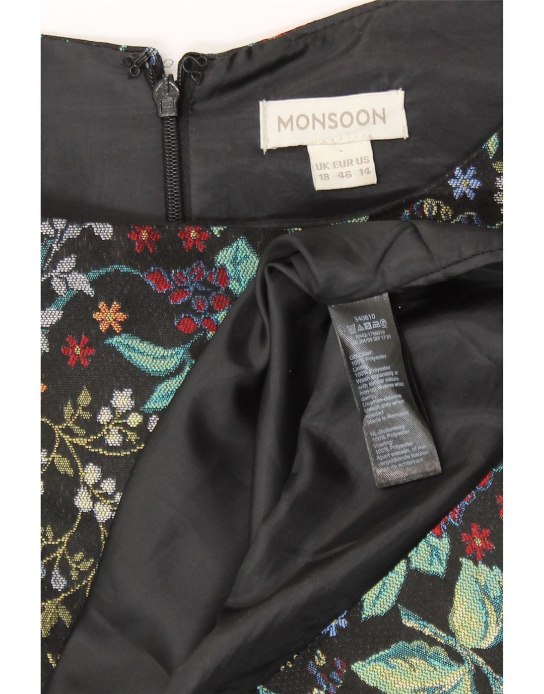 Abito tubino da donna Monsoon UK 18 XL Poliestere floreale nero