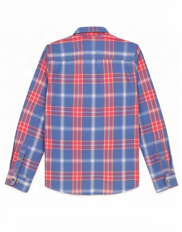 Camicia Hollister da uomo in flanella di cotone a quadri blu piccolo