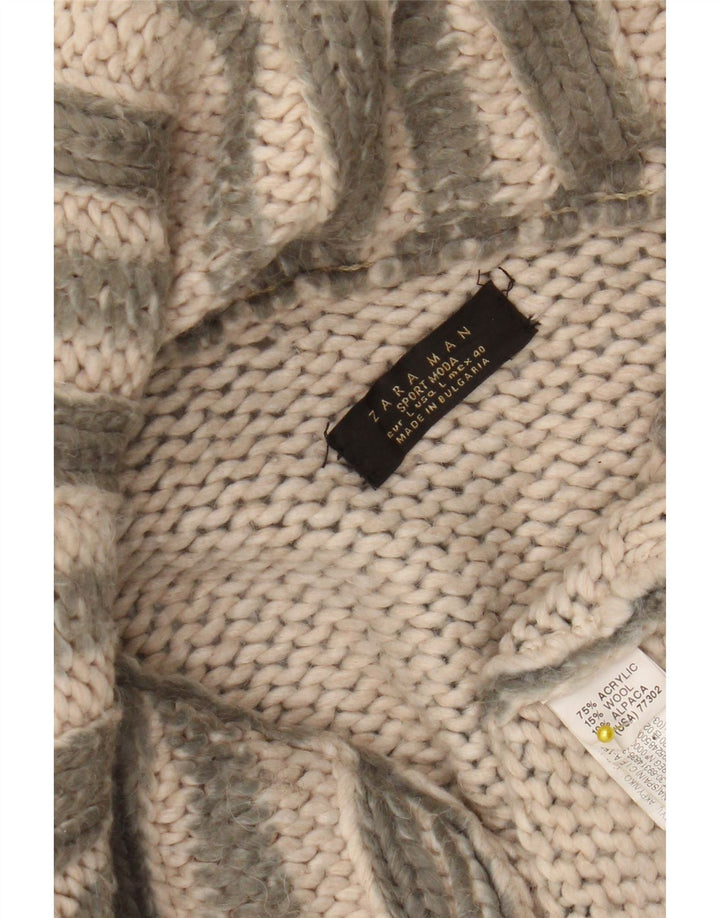 Maglione cardigan da uomo Zara in acrilico a righe verdi grandi