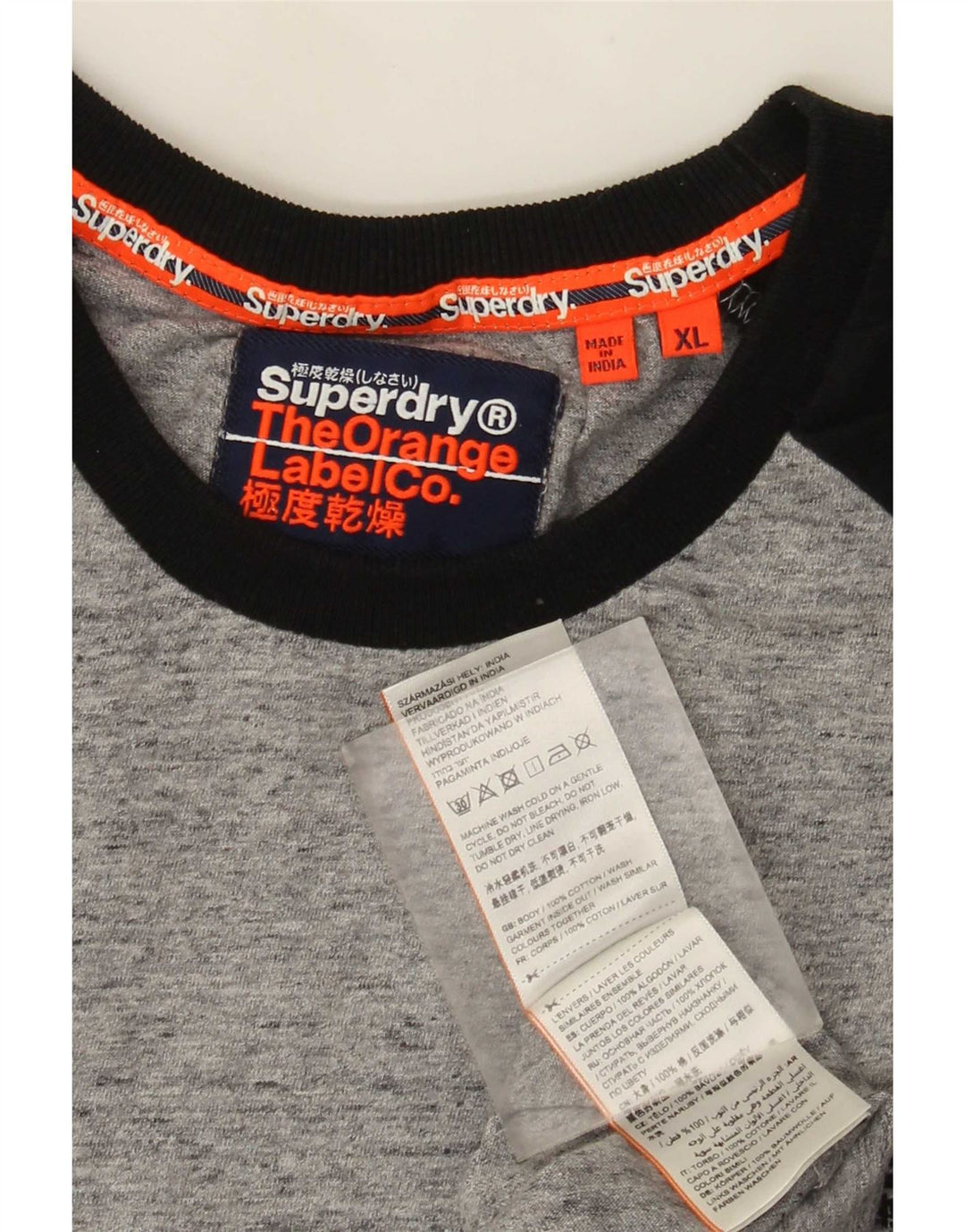Top da uomo Superdry a maniche lunghe XL in cotone color block grigio