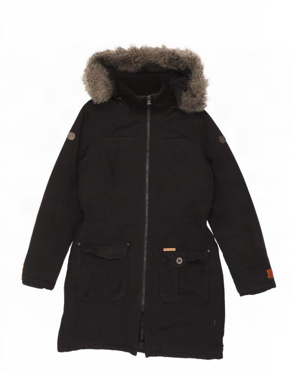 Giacca parka con cappuccio da donna KHUJO UK 14 cotone nero medio
