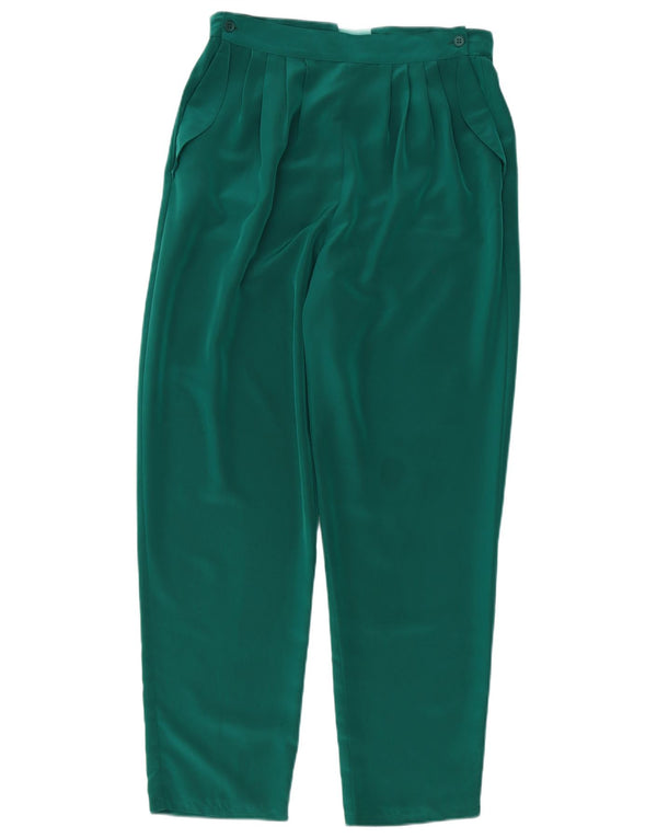Pantaloni casual con ancoraggi a vita alta da donna vintage W30 L29 poliestere verde