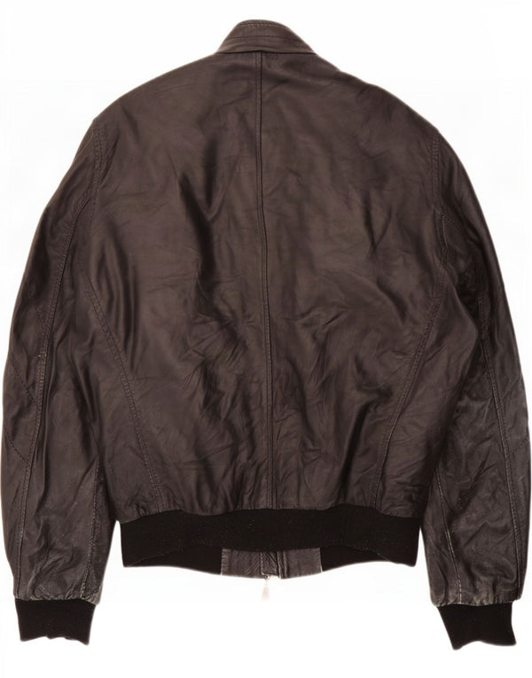 Giacca da motociclista in pelle da donna Hogan UK 12 media nera