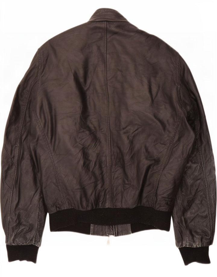 Giacca da motociclista in pelle da donna Hogan UK 12 media nera
