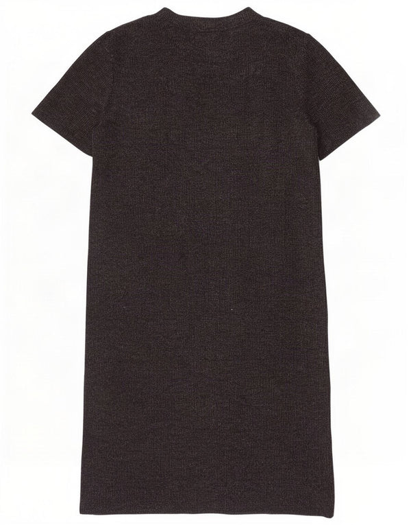 Abito maglione a maniche corte da donna Zara UK 14 Poliestere grigio medio