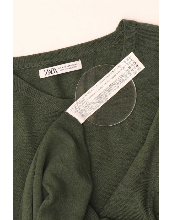 Maglione Zara da uomo con scollo a barca in viscosa verde medio
