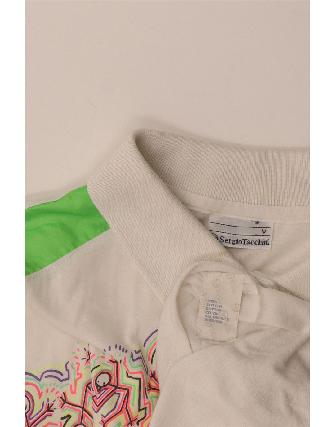 Polo grafica da uomo Sergio Tacchini grande in cotone color block bianco