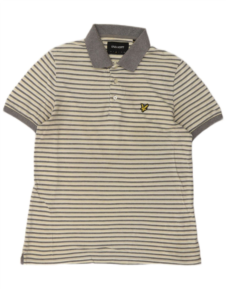 Polo da uomo Lyle & Scott in cotone a righe bianco sporco medio