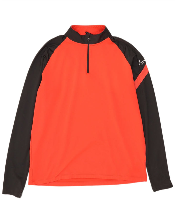 Nike Dri Fit Zip Neck Pullover Tuta da Uomo Top Large Rosso Colorblock