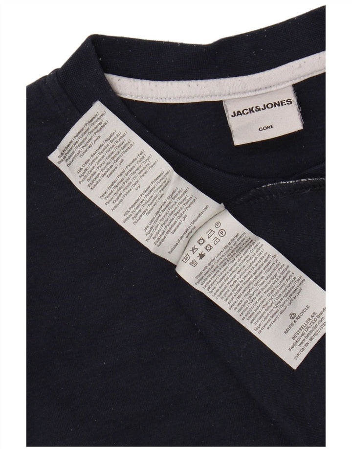 JACK & JONES Felpa da uomo Maglione piccolo blu navy in cotone color block