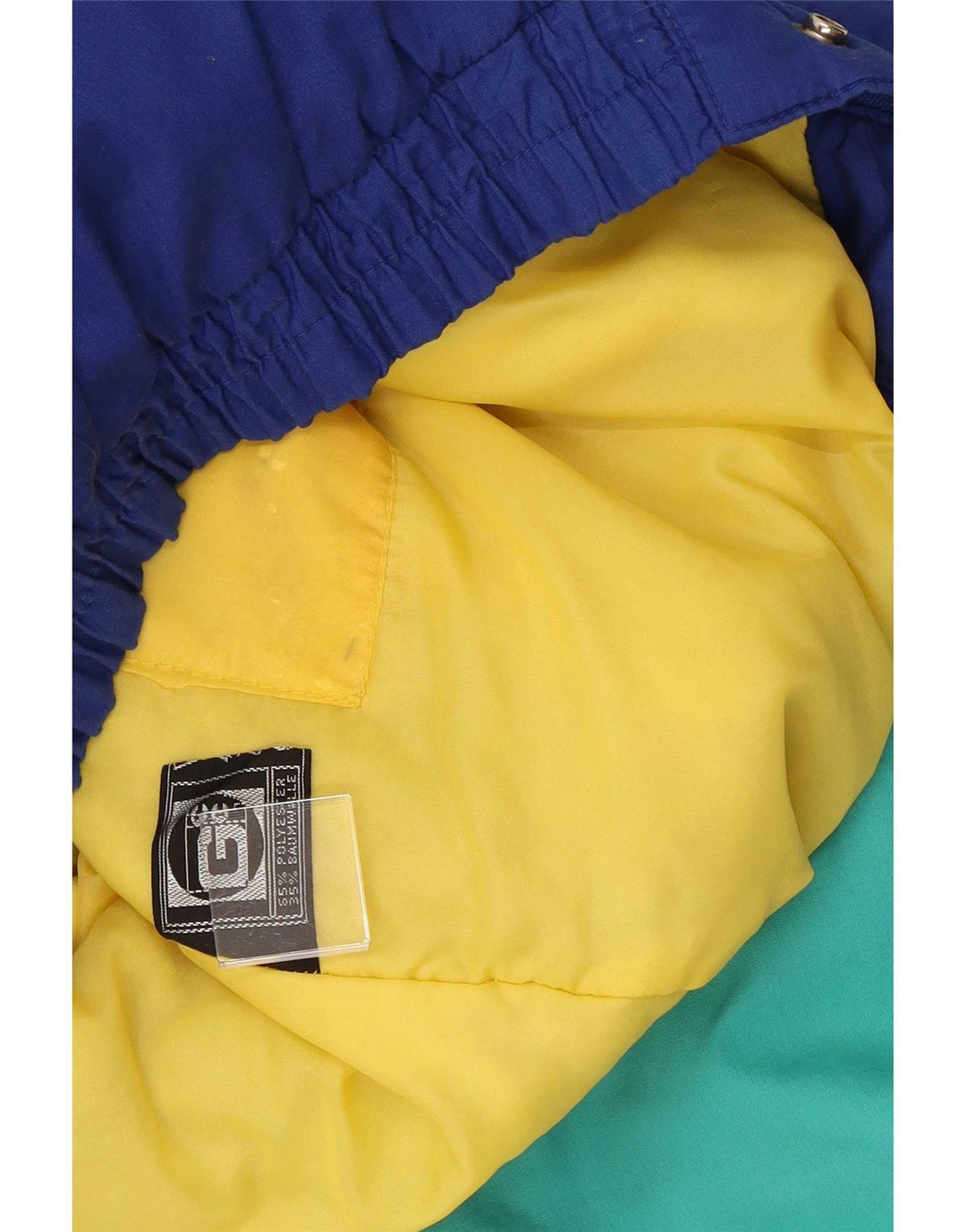 Giacca da sci vintage da uomo con cappuccio UK 38 Colorblock medio multicolore