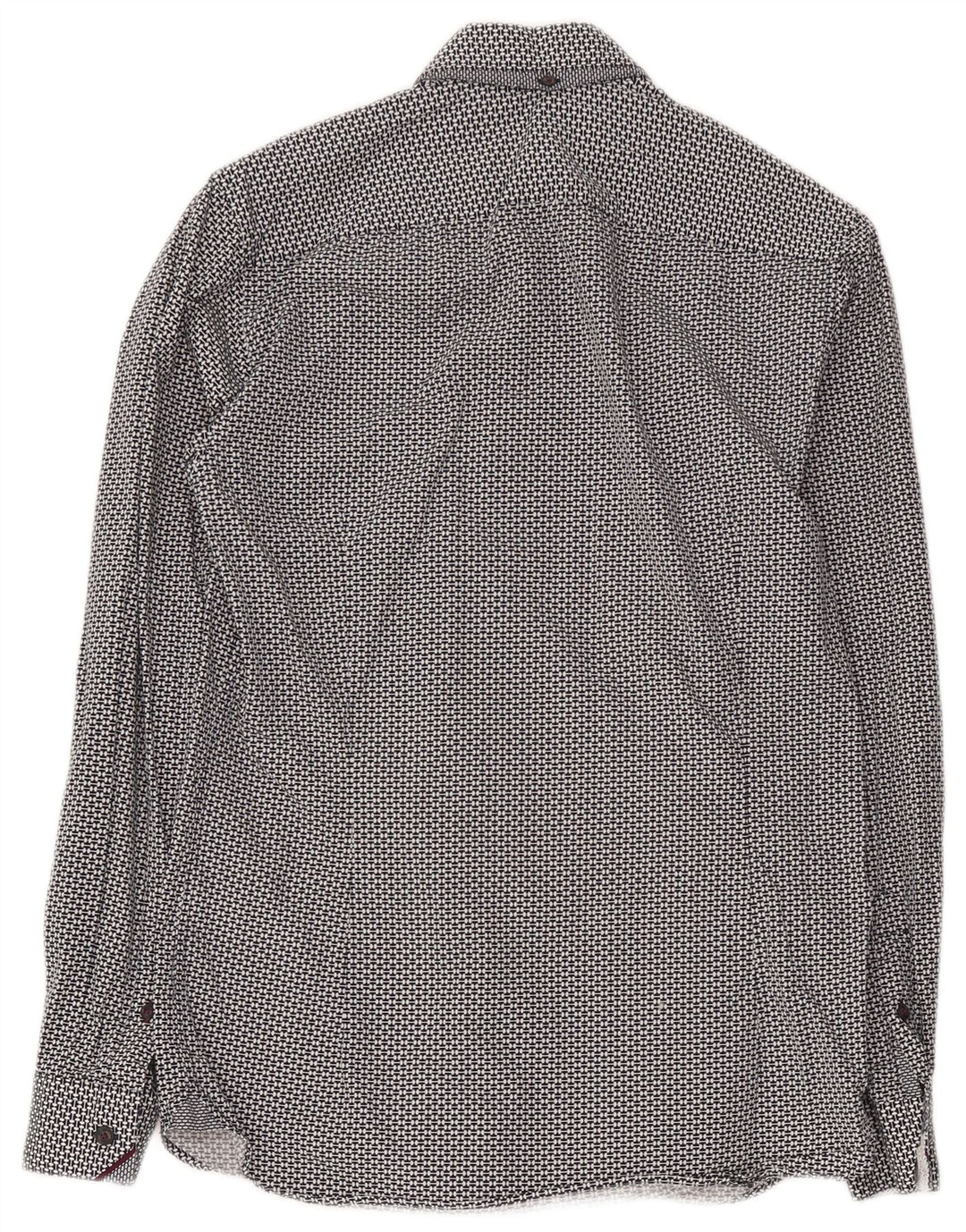 Camicia da uomo Ted Baker taglia 2 piccola in cotone geometrico nero