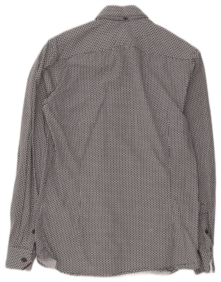 Camicia da uomo Ted Baker taglia 2 piccola in cotone geometrico nero