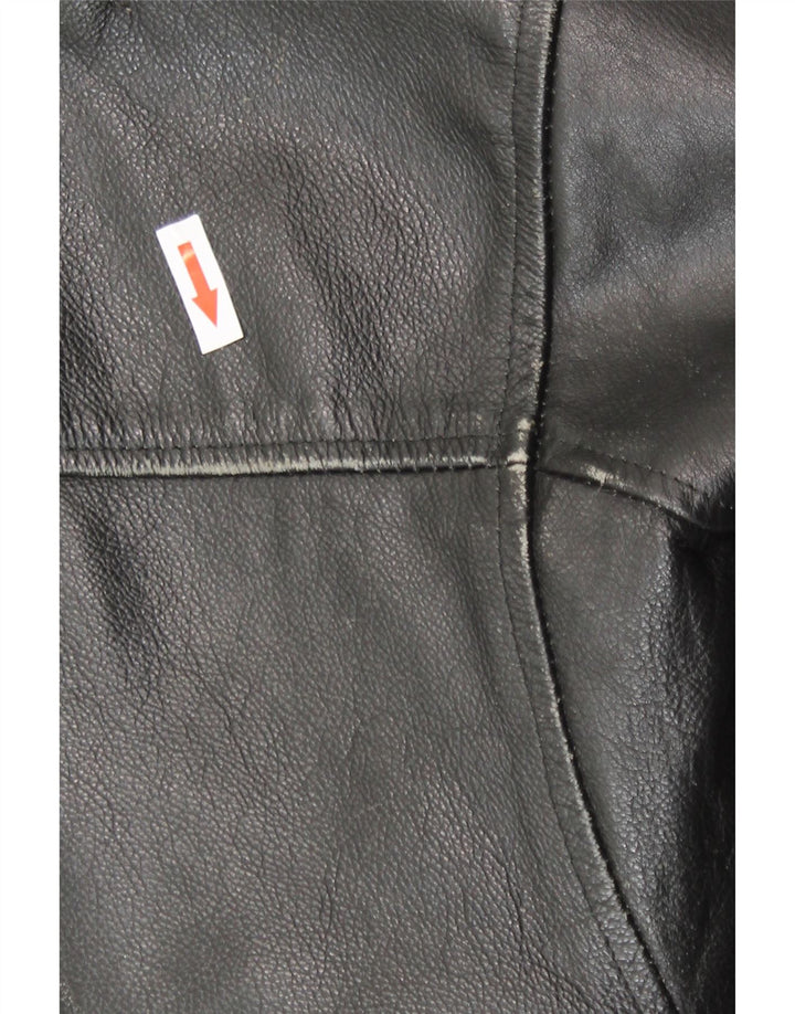 Giacca bomber in pelle da uomo vintage IT 54 2XL Pelle nera