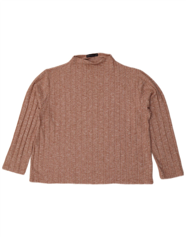 Top manica lunga da donna Marks & Spencer UK 20 2XL Viscosa screziata marrone