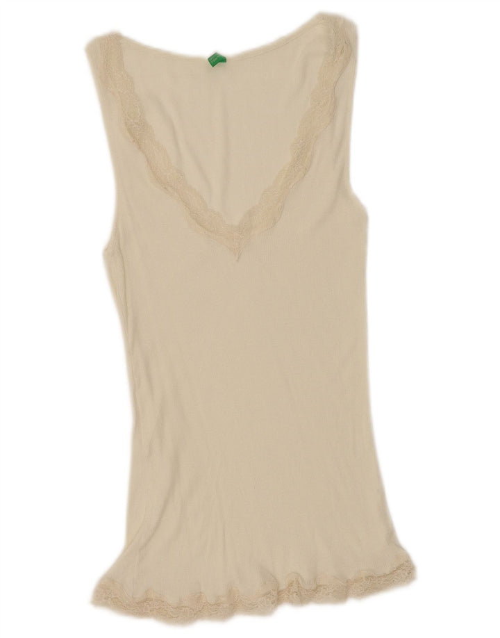 Camicetta senza maniche da donna Benetton Top UK 12 Medio Bianco