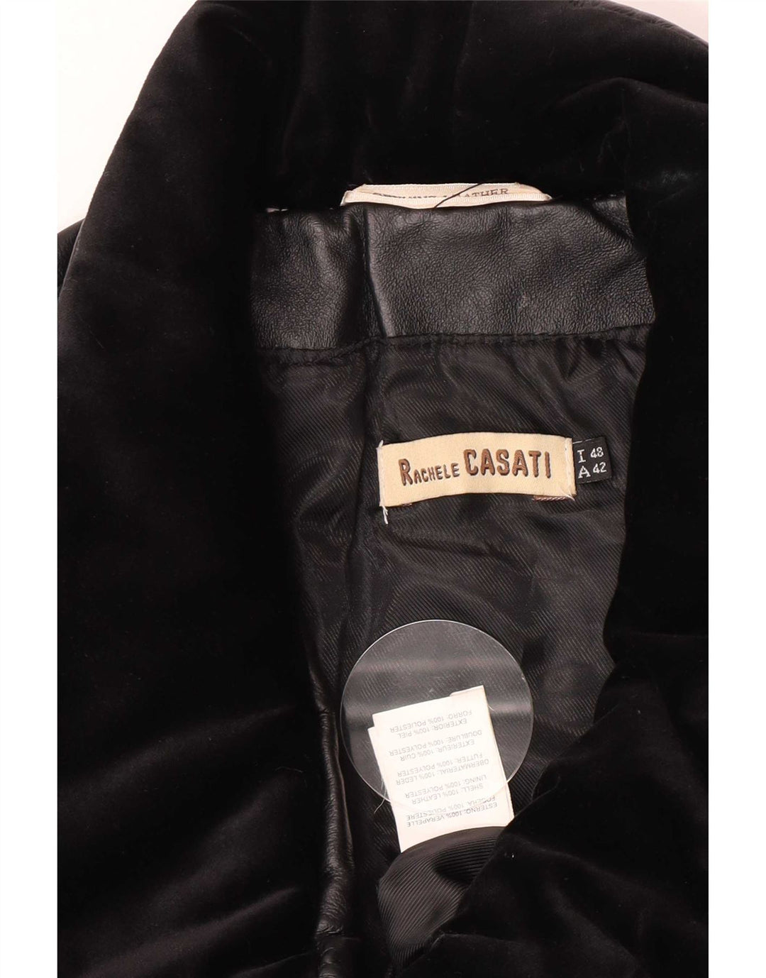 Giacca in pelle vintage da donna IT 48 XL Nera