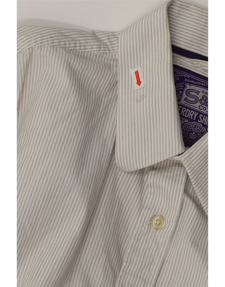 SUPERDRY Mens Shirt XL White Pinstripe Cotton