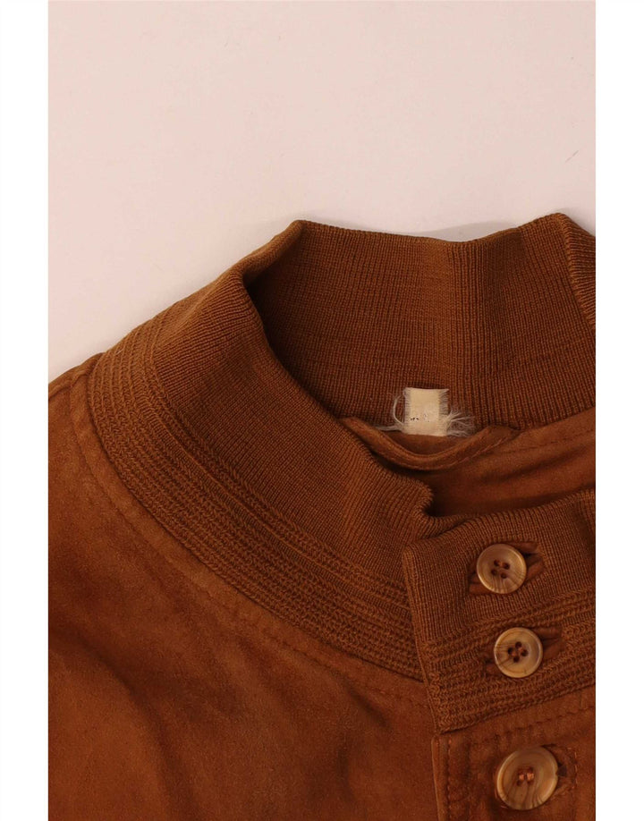 Giubbotto bomber vintage in pelle scamosciata da uomo IT 58 4XL in pelle marrone