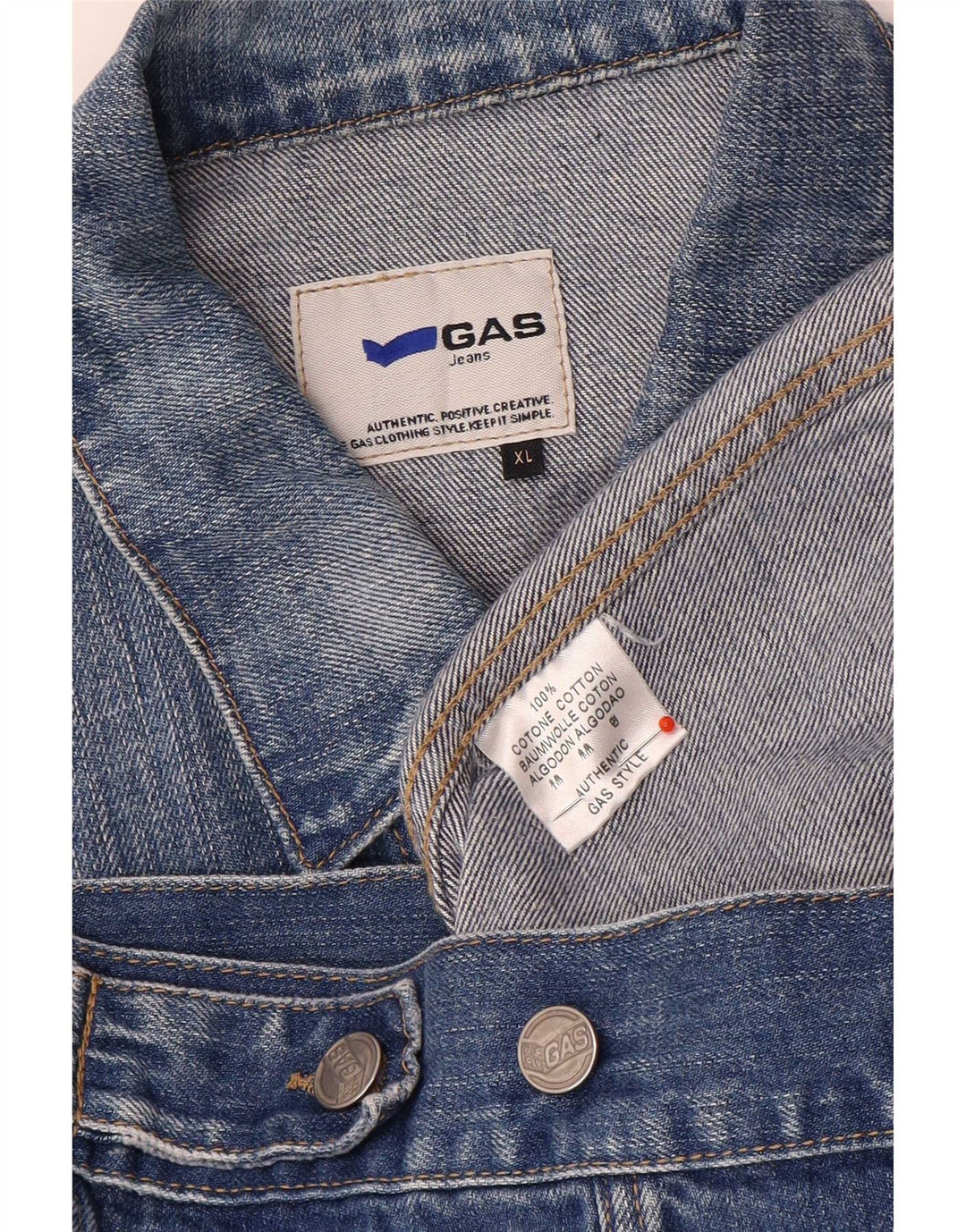 Giacca di jeans da uomo Gas UK 42 XL Cotone blu
