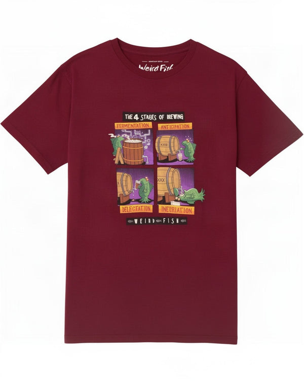 T-shirt grafica da uomo Weird Fish Top XL in cotone bordeaux