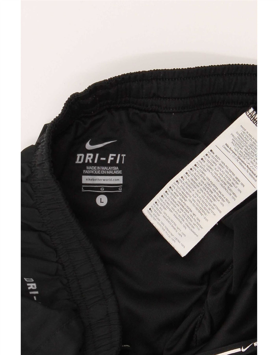 Nike Pantaloncini sportivi regolari da uomo, grandi, neri, in poliestere color block, sportivi