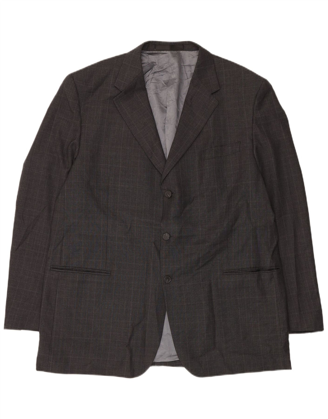 Giacca blazer lunga a 3 bottoni Marks & Spencer da uomo UK 48 2XL a quadri grigi