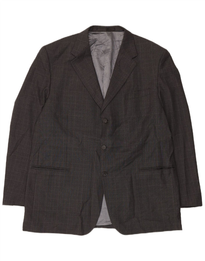 Giacca blazer lunga a 3 bottoni Marks & Spencer da uomo UK 48 2XL a quadri grigi