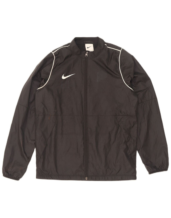 Nike Boys Tracksuit Top Jacket 12-13 Years Large Black Polyester