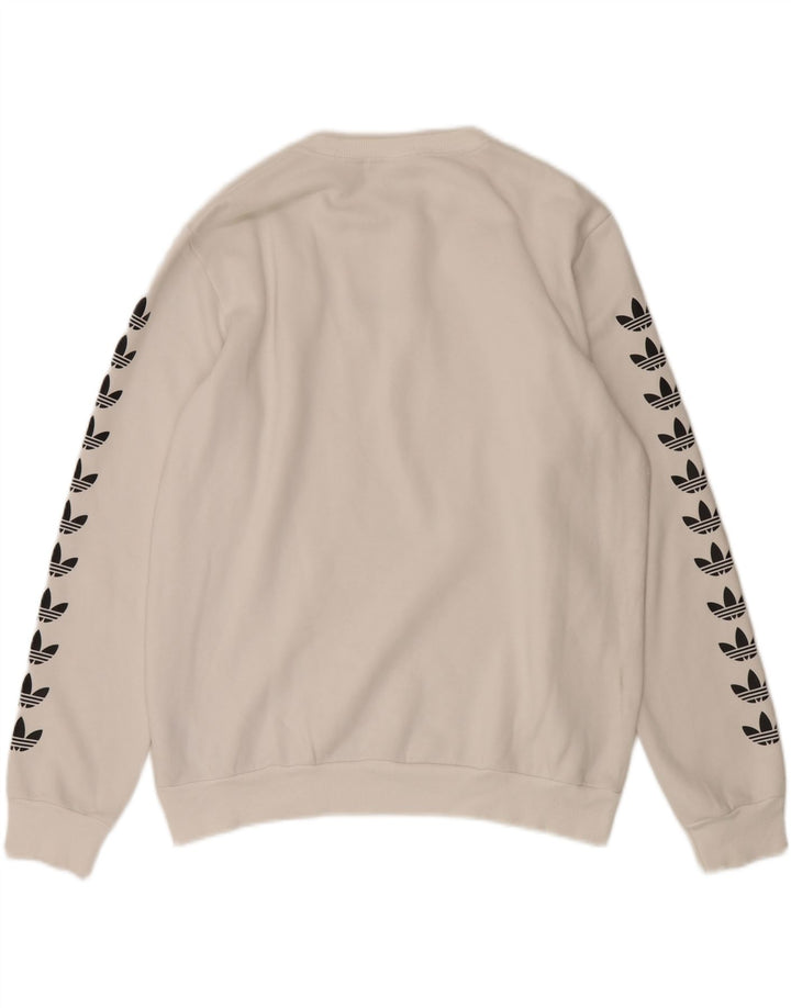 ADIDAS Mens Graphic Sweatshirt Jumper Medium White Cotton