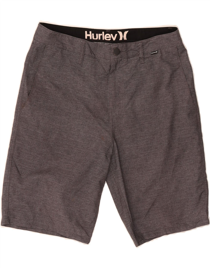HURLEY Mens Chino Shorts W30 Medium Grey Pinstripe Polyester Vintage Hurley and Second-Hand Hurley from Messina Hembry 