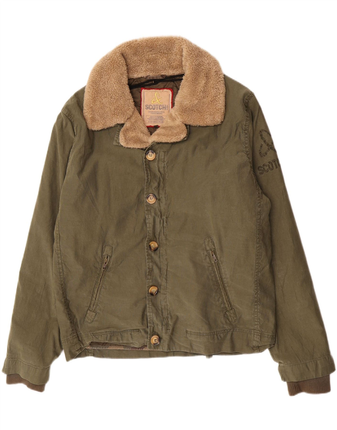 Giubbotto bomber da uomo Scotch & Soda UK 42 XL cotone kaki
