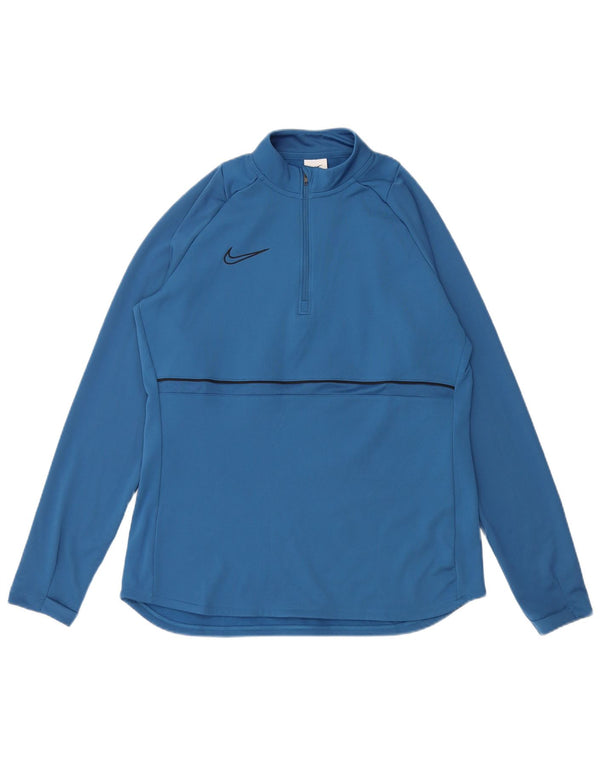 NIKE Top da tuta pullover con zip e collo Dri Fit da donna UK 14 Blu medio