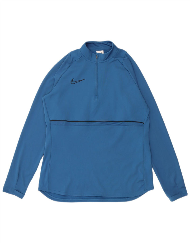 NIKE Top da tuta pullover con zip e collo Dri Fit da donna UK 14 Blu medio