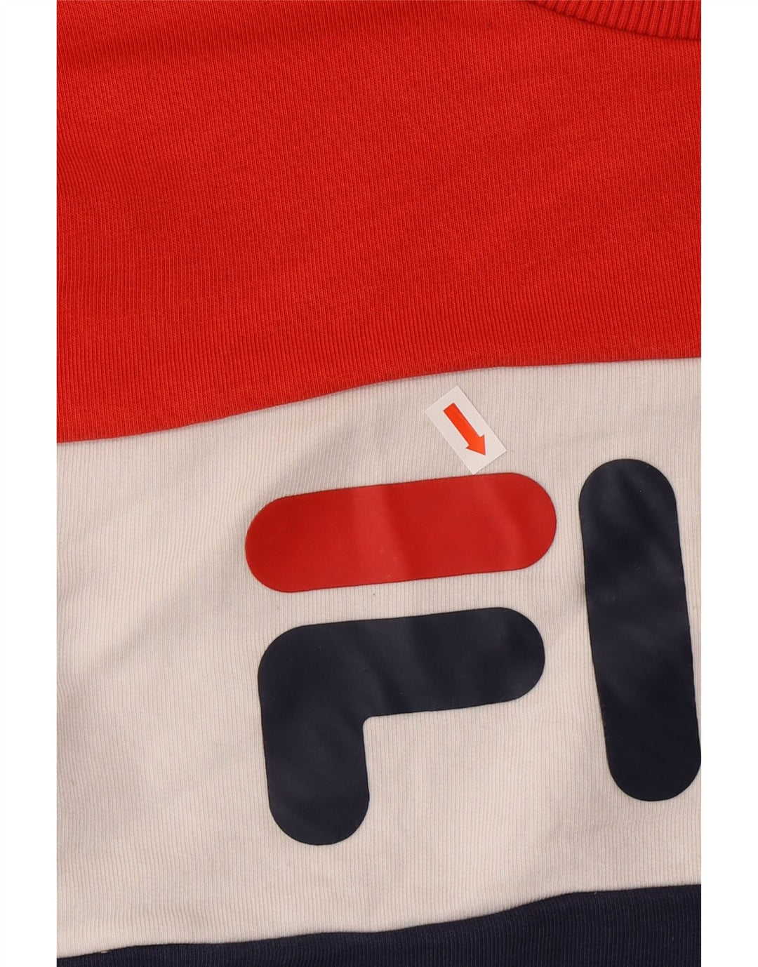 Felpa grafica da donna FILA Maglione UK 14 Medium Navy Blue Colourblock