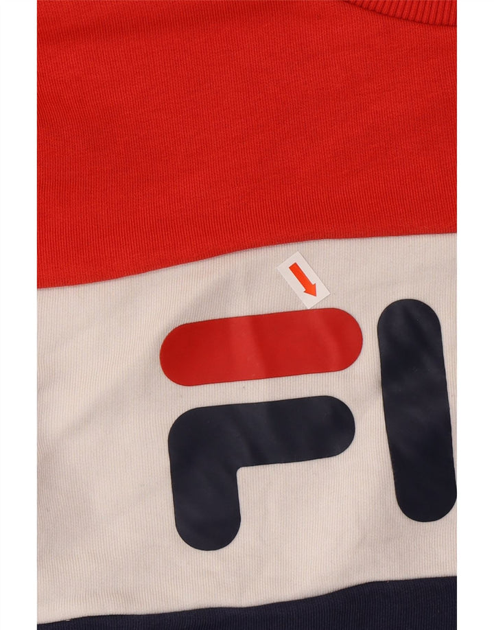 Felpa grafica da donna FILA Maglione UK 14 Medium Navy Blue Colourblock
