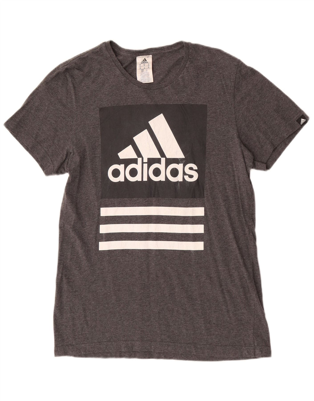 T-shirt grafica da uomo Adidas Top in cotone chiazzato grigio medio