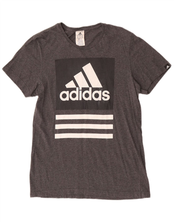 T-shirt grafica da uomo Adidas Top in cotone chiazzato grigio medio