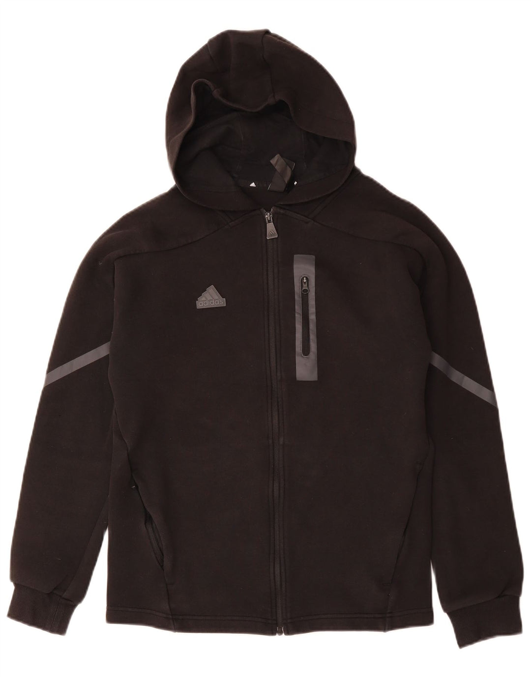 Maglione con cappuccio e zip da uomo ADIDAS piccolo nero