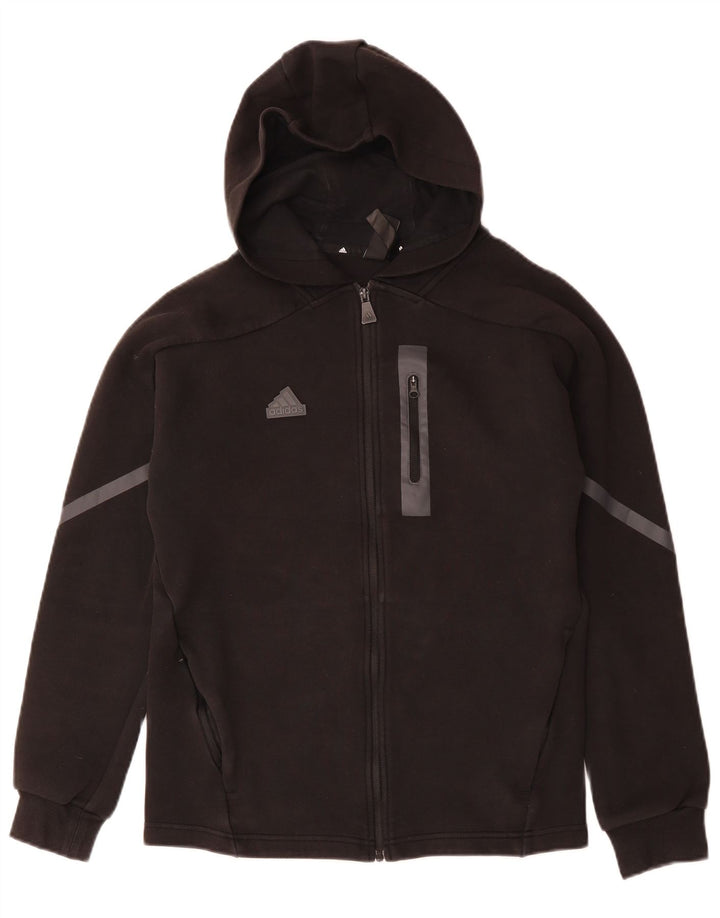 Maglione con cappuccio e zip da uomo ADIDAS piccolo nero