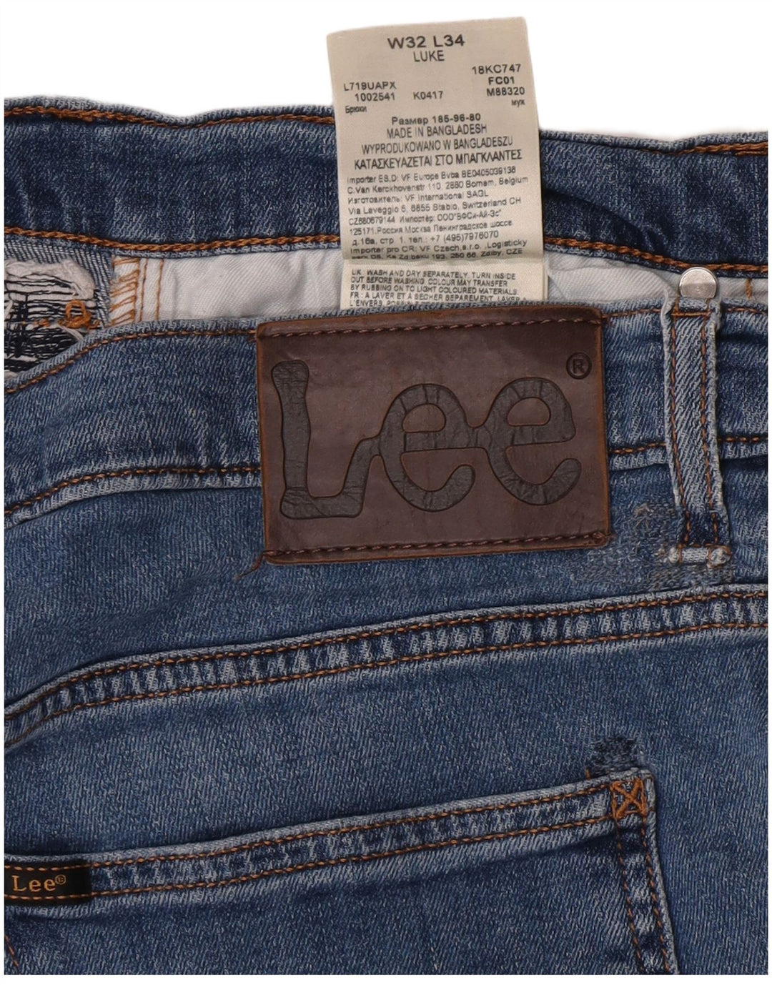 Jeans Lee Luke Slim da uomo W32 L34 cotone blu