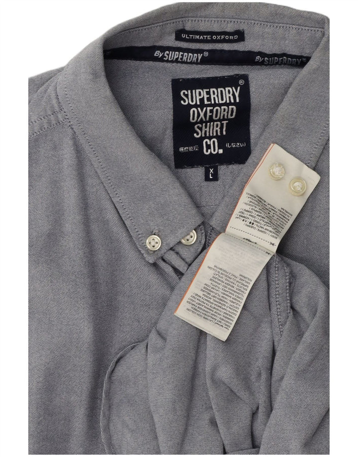 Camicia a maniche corte da uomo SUPERDRY XL in cotone blu